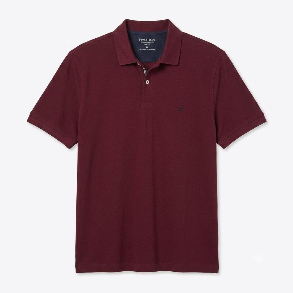 Nautica Burgundy Red Short Sleeve Solid Deck Polo Shirt